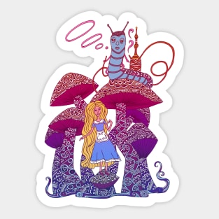 Alice and The Hookah Smoking Caterpillar Sticker